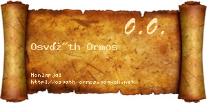 Osváth Ormos névjegykártya